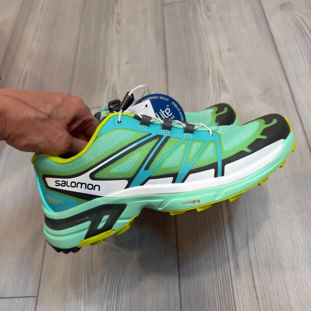 Salomon Wings Pro 2 W Trail Running Shoes Lucite Green Gecko Green 379088 6 NEW